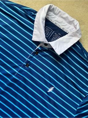 Section 119 Polo Shirt Mens Large BLUE Grateful Dead Large Lightning Bolt Golf
